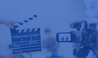 Regie studium teaser Filmkamera mit einer Filmklappe